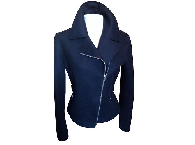 Alaïa Black Wool Biker Jacket Size 40
