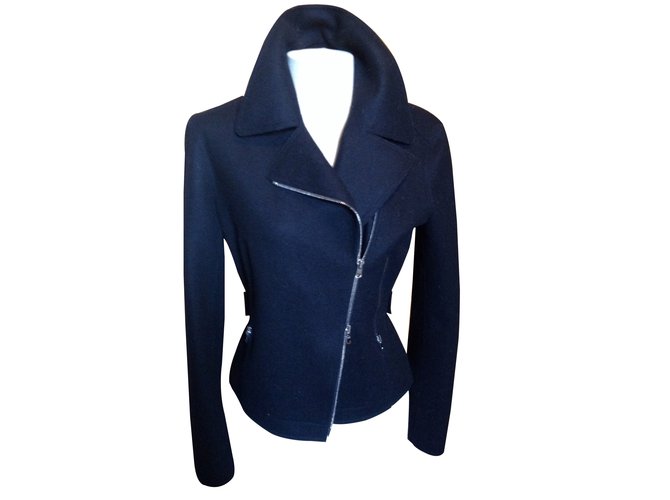 Alaïa Biker jackets Black Wool  ref.8422