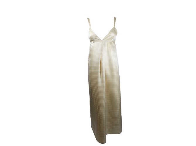 Christian Dior Dresses Beige Silk  ref.8456