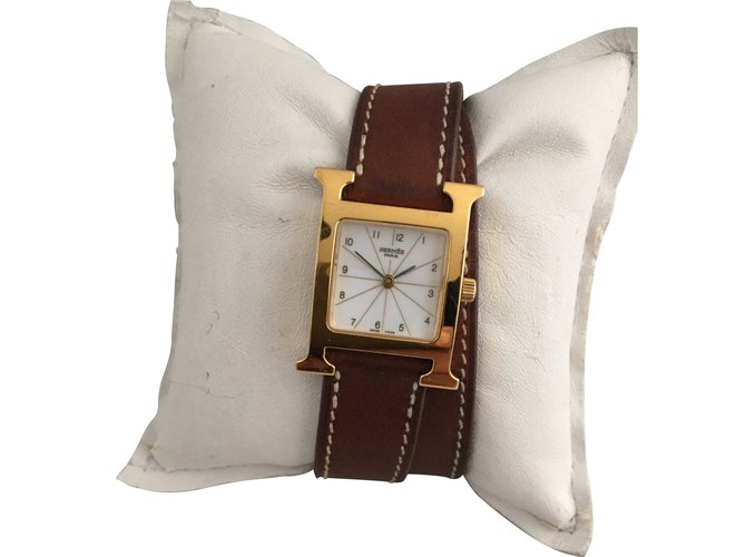 Hermès Feine Uhren Golden Vergoldet  ref.8461