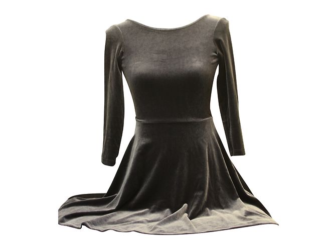 American Apparel Skater Kleid Grau Samt