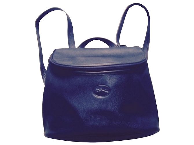 Longchamp Leather Backpack Shoulder Bag Dark Green