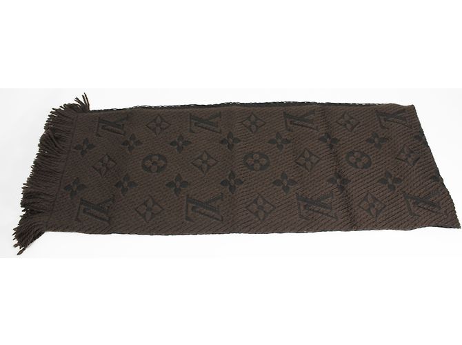 Sciarpa Louis Vuitton Logomania marrone seta e lana