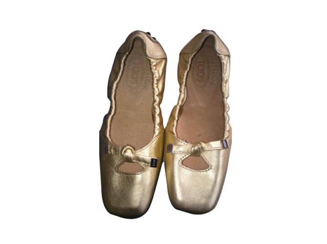 Tod's Sapatilhas de ballet Dourado Couro  ref.8733