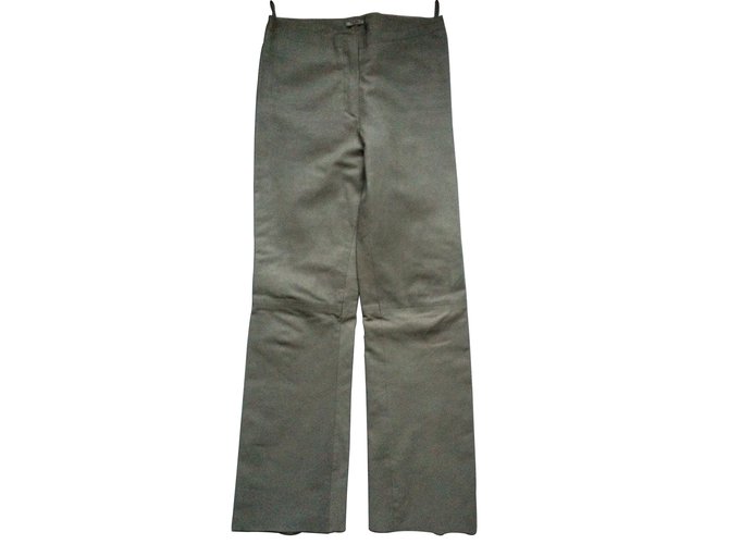 Miu Miu Pants, leggings Grey Leather  ref.8874