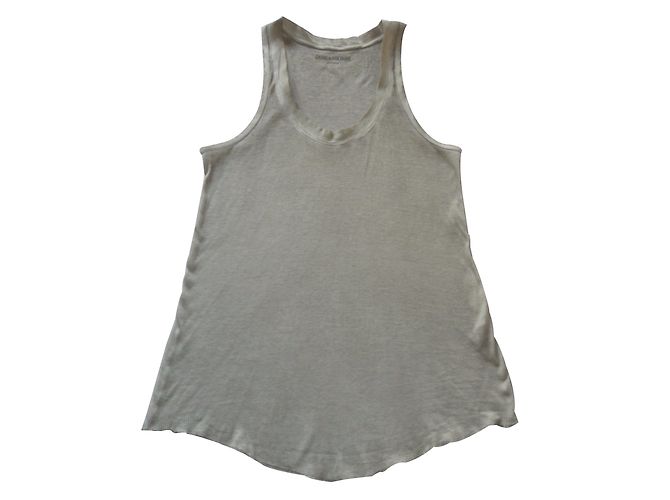 Zadig & Voltaire Baumwoll-Top Beige mit Engelsfeder Print