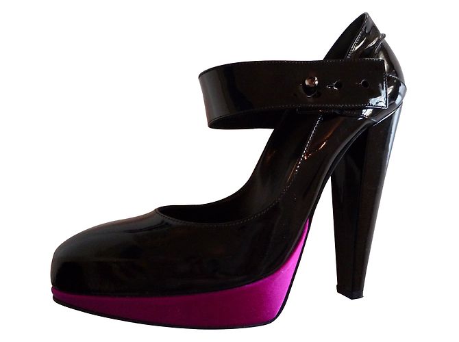 Lanvin Babys Heels Black Patent Leather