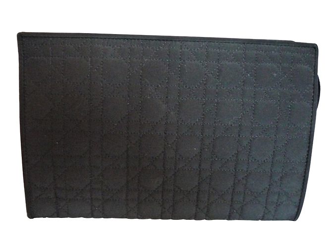 Pochette Christian Dior in microfibra nera Nero
