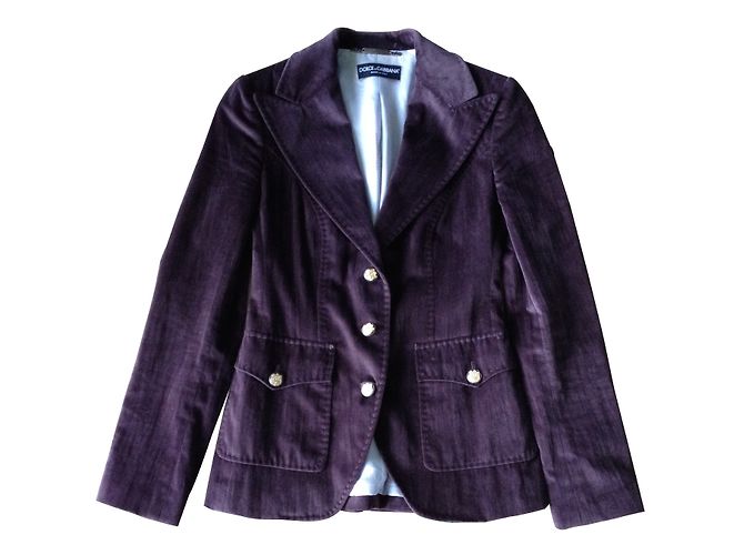Blazer Dolce & Gabbana de seda e algodão efeito veludo ameixa