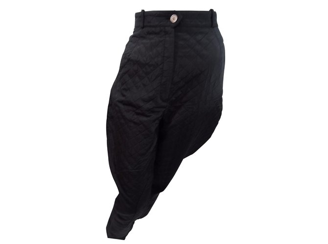 Hermès Pantalones, polainas Negro Seda  ref.9117
