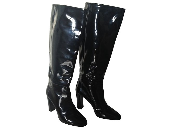 Botas Pierre Hardy de charol negro con tacón alto