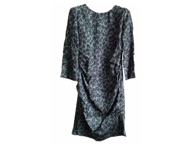 Louis Vuitton Vestido de seda estampado leopardo Stephen Sprouse Verde