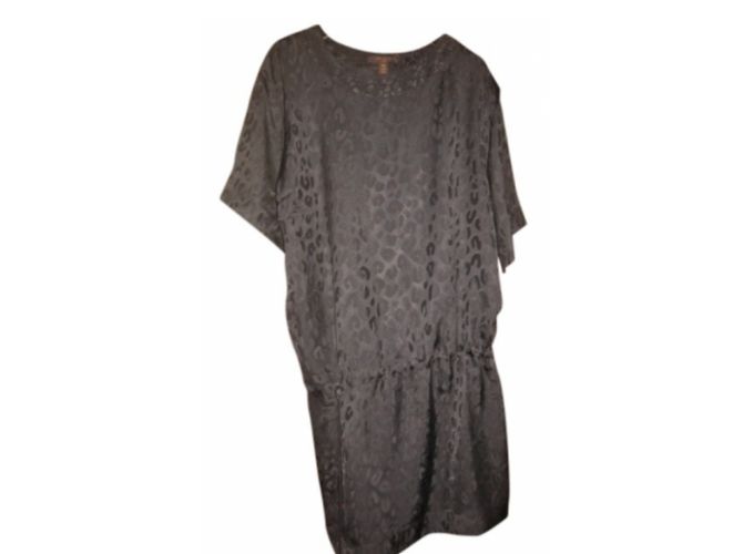 Louis Vuitton Tunika Kleid schwarz Seide Leopardenmuster