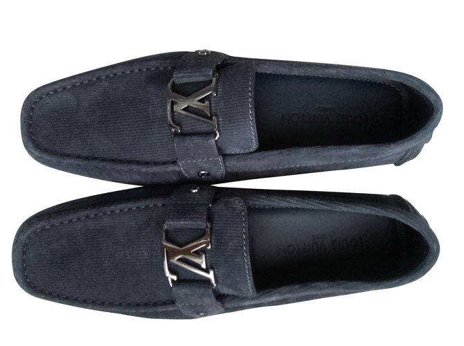 Louis Vuitton Black Leather Monte Carlo Slip On Loafers Size 44 Louis  Vuitton