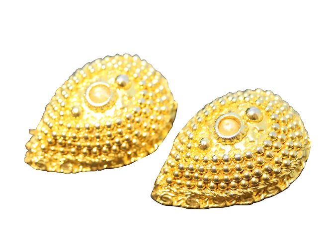 Autre Marque Orecchini clip a forma di pera dorati D'oro