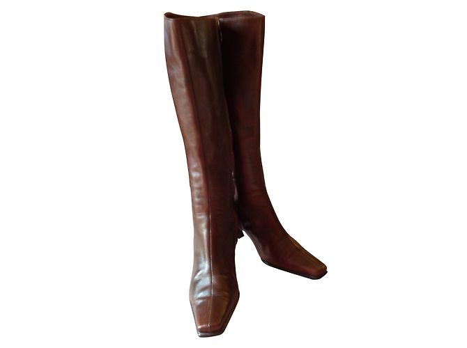 Botas Sergio Rossi de cuero marrón Castaño