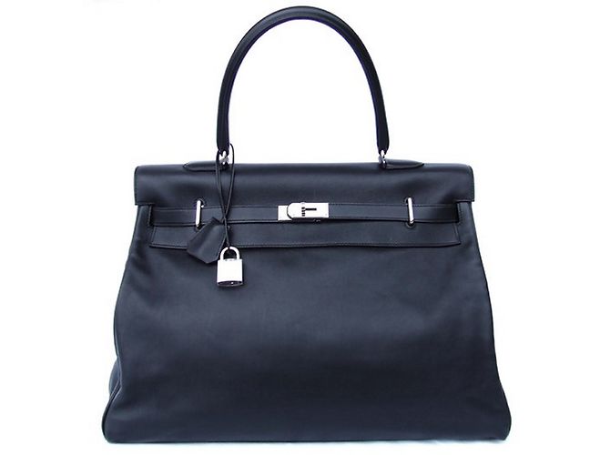 Kelly Hermès Borsa da viaggio Nero Pelle
