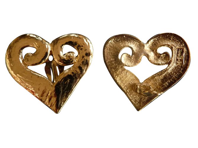Yves Saint Laurent Earrings Golden Metal  ref.9375