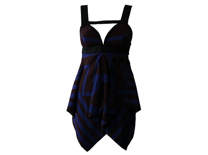Abito Louis Vuitton in seta marrone e blu