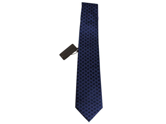 Louis Vuitton Cravatte Blu Seta  ref.9524
