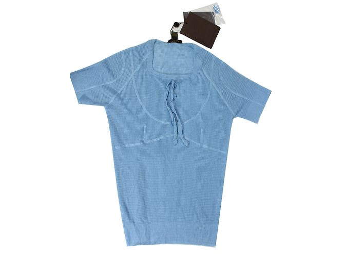 Top de malla de seda azul Louis Vuitton