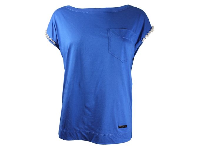 Top Louis Vuitton de algodão azul com contas