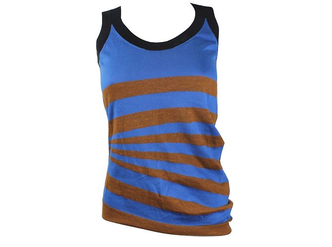 Top sem mangas Louis Vuitton listrado azul e marrom XS