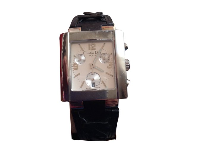Christian Dior Relojes de cuarzo Negro Acero  ref.9556