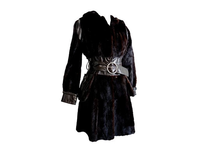 Moschino Coats, Outerwear Brown Patent leather  ref.9579