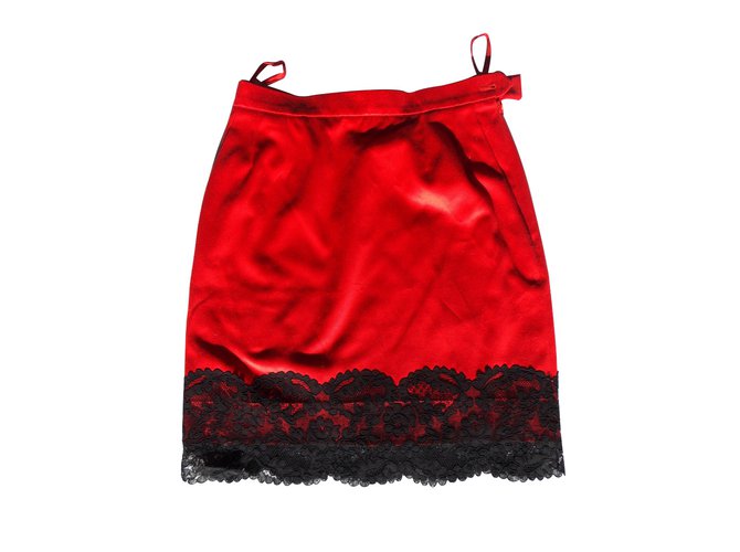 Yves Saint Laurent die Röcke Rot Baumwolle  ref.9667