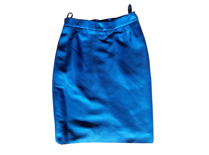Yves Saint Laurent die Röcke Blau Baumwolle  ref.9668