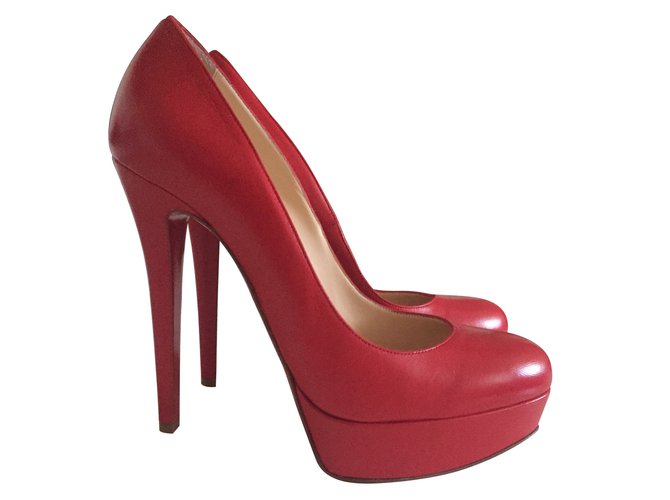 Christian Louboutin Heels Red Leather  ref.9683