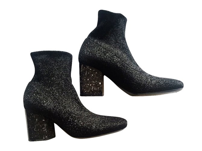 Céline Ankle Boots Black Cloth  ref.9702