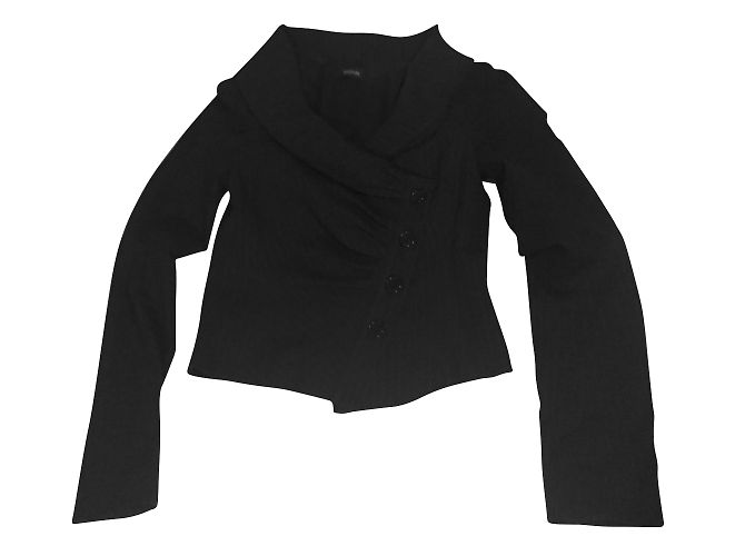 Sinéquanone Striped Short Jacket Grey Anthracite Wool