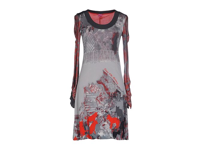 Autre Marque Save the Queen Kleid Grau und Rot aus Viskose