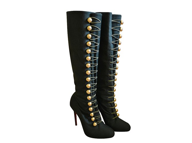 Christian Louboutin Boots Green Cloth  ref.9883