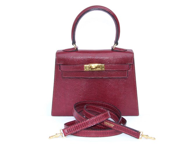 Kelly Hermès Bolsos de mano Roja Cueros exoticos  ref.9974