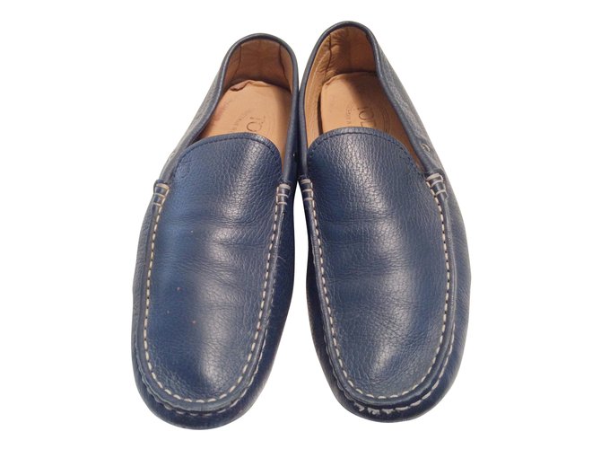 Tod's Loafers Slip ons Blue Leather  ref.10128