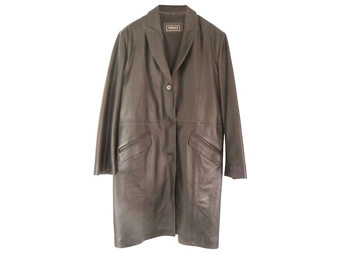 Versace Jeans Couture Ledermantel Schwarz