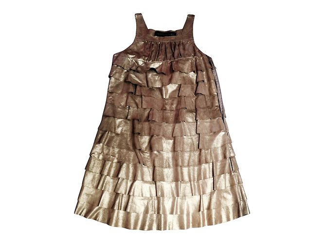 Ventcouvert Kleid aus Leder Gold Golden