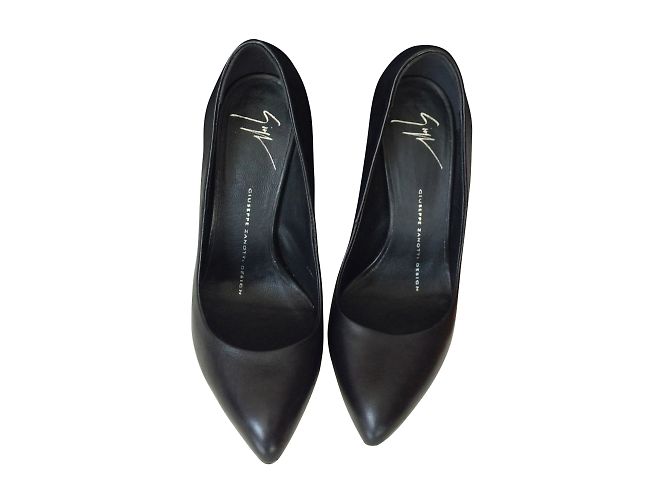 Giuseppe Zanotti Talon Plexi Absatz Schwarz Leder