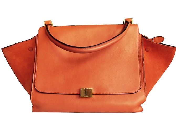 Bolsa Céline Laranja de couro Grand Modèle