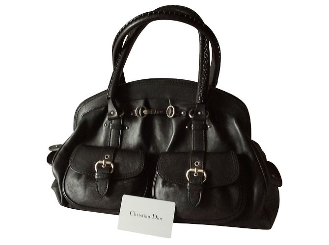 Borsa Christian Dior in pelle nera Nero
