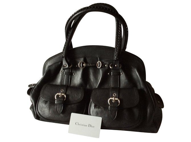 Christian Dior Sacs à main Cuir Noir  ref.10377