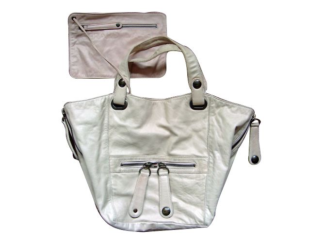Bolso de mano Gerard Darel de piel de cordero rosa con neceser