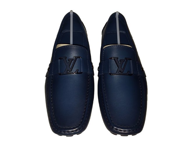 Louis Vuitton Mocasines Slip ons Azul Cuero  ref.10481