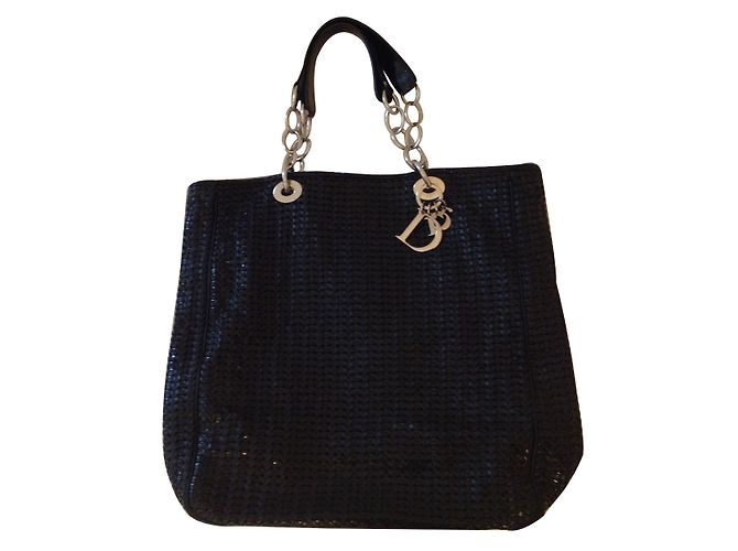 Bolso Christian Dior de cuero trenzado negro