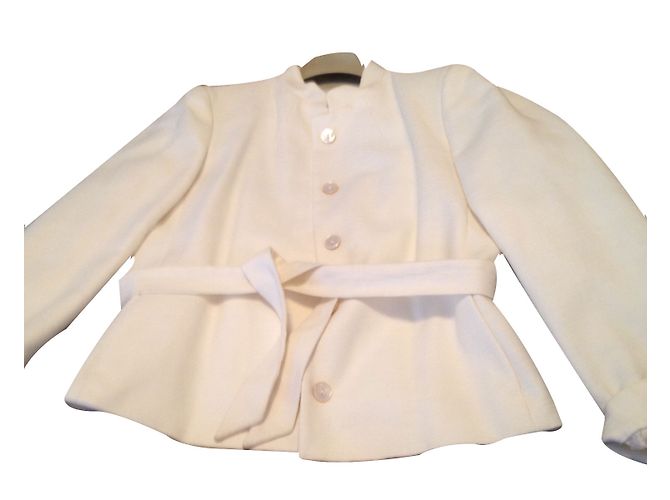 Max Mara Jacket Eggshell Polyester with Belt