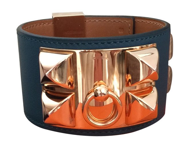 Hermès Armbänder Blau Leder  ref.10844