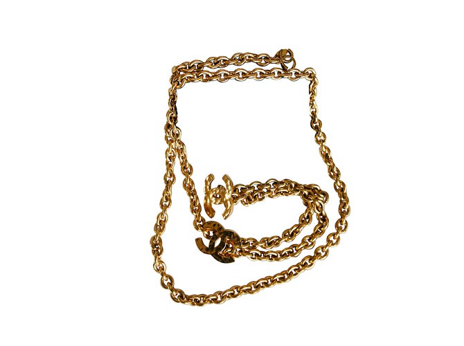 Chanel Long necklaces Golden Steel  ref.10847